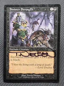 MTG Sinister Strength- Signed -Planeshift Magic the Gathering Card # 054 - Image 1