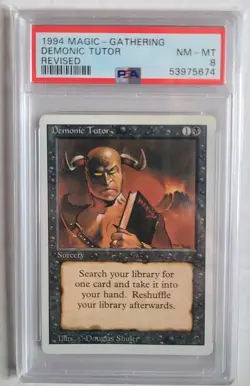 MTG Demonic Tutor PSA 8 NM-MT Revised 1994 English Iconic Vintage Magic Card! - Image 1