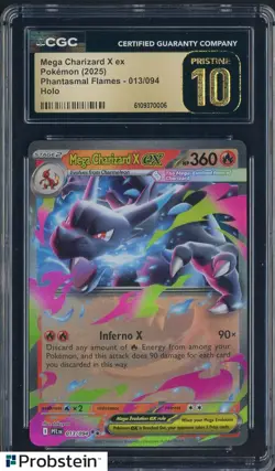 2025 Pokemon Phantasmal Flames #013 Mega Charizard Ex Holo CGC 10 PRISTINE - Image 1