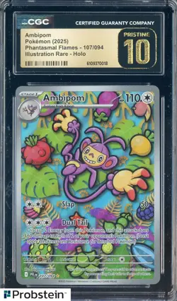 2025 Pokemon Phantasmal Flames Illustration Rare #107 Ambipom Holo CGC 10 - Image 1