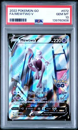 2022 POKEMON GO #072 FULL ART/MEWTWO V PSA 10 - Image 1