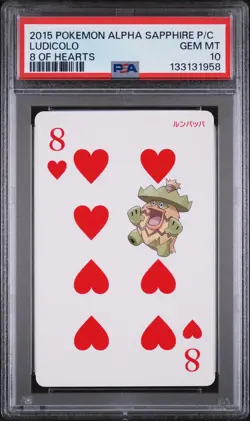 2015 POKEMON ALPHA SAPPHIRE PLAYING CARDS 8 OF HEARTS LUDICOLO PSA 10 - Image 1