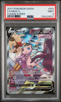 2021 POKEMON SWORD & SHIELD FUSION STRIKE #251 FULL ART/MEW V PSA 9 - Image 1