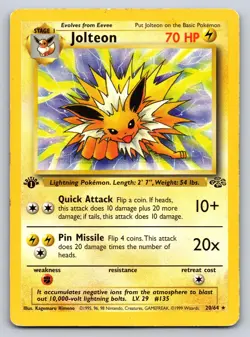 Jolteon (20) 20/64 Rare Pokemon Jungle 1st Edition Heavily played - Image 1