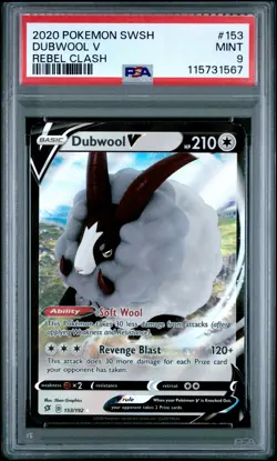 2020 POKEMON SWORD & SHIELD REBEL CLASH #153 DUBWOOL V PSA 9 - Image 1