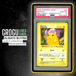 Pokemon - Pikachu Base Set Shadowless Red Cheeks 58/102 PSA 10 GEM MINT - Image 1