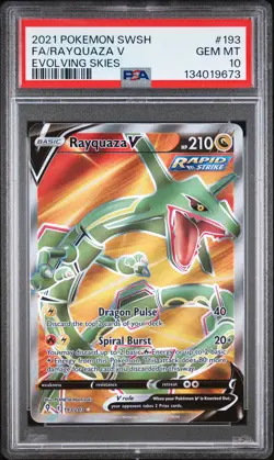 2021 POKEMON SWORD & SHIELD EVOLVING SKIES #193 FULL ART/RAYQUAZA V PSA 10 - Image 1
