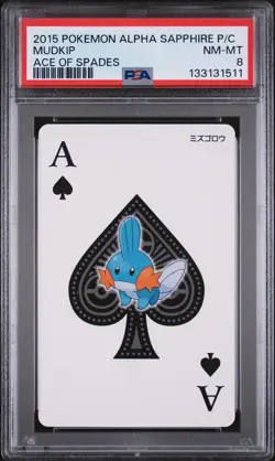 2015 POKEMON ALPHA SAPPHIRE PLAYING CARDS ACE OF SPADES MUDKIP PSA 8 - Image 1