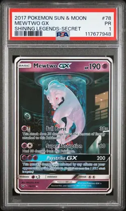Mewtwo Gx Pokemon Sun & Moon Shining Legends 78 PSA 1 - Image 1