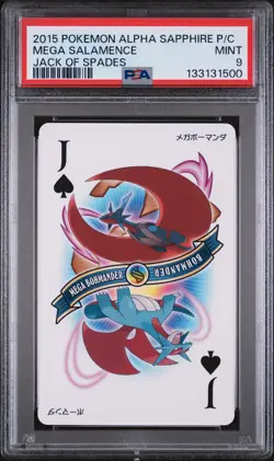 2015 POKEMON ALPHA SAPPHIRE PLAYING CARDS JACK OF SPADES MEGA SALAMENCE PSA 9 - Image 1