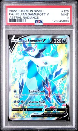 2022 POKEMON SWORD & SHIELD ASTRAL RADIANCE FULL ART/HISUIAN SAMUROTT V PSA 9 - Image 1