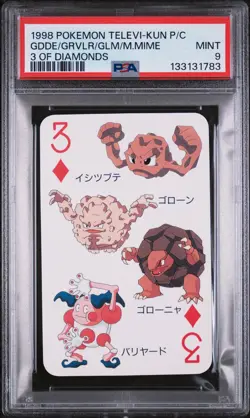 1998 POKEMON 3 OF DIAMONDS GEODUDE/GOLEM/GRAVELER/MR. MIME PSA 9 - Image 1