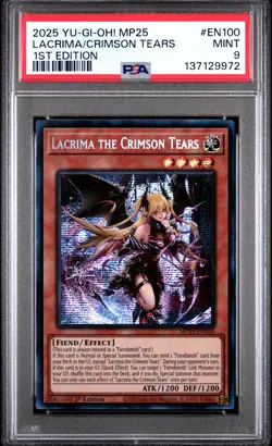 2025 YU-GI-OH! MP25-MEGA-PACK TIN 1ST ED #EN100 LACRIMA THE CRIMSON TEARS PSA 9 - Image 1