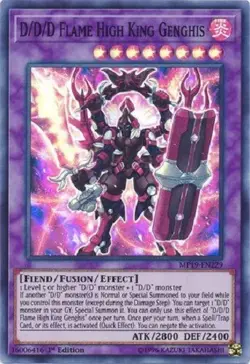 Yugioh D/D/D Flame High King Genghis 1st Edition Super Rare NM - Free Holo Card - Image 1
