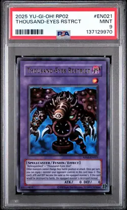 2025 YU-GI-OH! RP02-RETRO PACK 2 #EN021 THOUSAND-EYES RESTRICT PSA 9 - Image 1