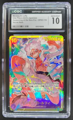 2023 ONE PIECE CCG JAPANESE MONKEY D. LUFFY SECRET RARE OP05-119 CGC 10 RC7 - Image 1