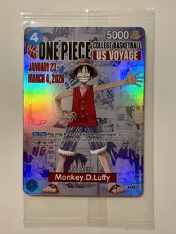 One Piece Monkey.D.Luffy US College Basketball Promo Card *SEALED* - Image 1