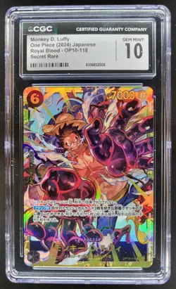 2024 ONE PIECE CCG JAPANESE MONKEY D. LUFFY SECRET RARE OP10-118 CGC 10 RC7 - Image 1