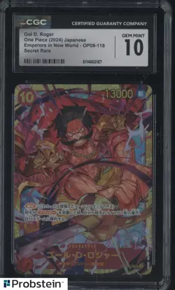 2024 One Piece Japanese OP09 Secret Rare #118 Gol D. Roger CGC 10 GEM MINT - Image 1