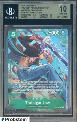 2024 One Piece The Best Premium Booster Alt Art Tragalgar Law BGS 10 PRISTINE - Image 1