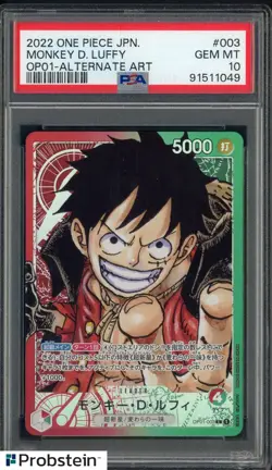 2022 One Piece Japanese OP01 Alternate Art #003 Monkey D. Luffy PSA 10 - Image 1