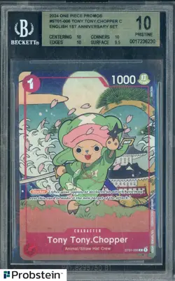 2024 One Piece Promos EN 1st Anniversary Set Tony Tony Chopper BGS 10 PRISTINE - Image 1
