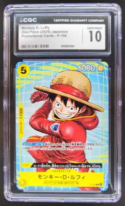 2025 ONE PIECE CCG MONKEY D. LUFFY PROMO P-106 CGC 10 RC7 - Image 1