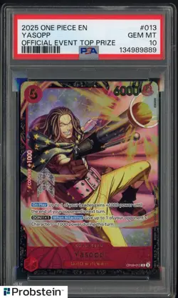 2025 One Piece EN Official Event Top Prize #013 Yasopp PSA 10 GEM MINT - Image 1