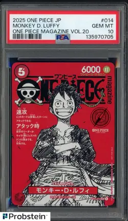 Monkey D Luffy One Piece Mag Vol. 20 Promo #ST21-014 Japan PSA 10 GEM MT - Image 1