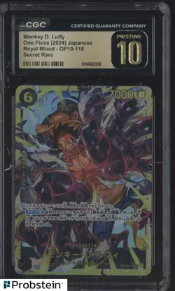 2024 One Piece Japanese OP10 Secret Rare #18 Monkey D Luffy CGC 10 PRISTINE - Image 1