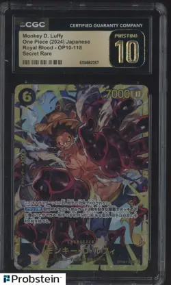 2024 One Piece Japanese OP10 Secret Rare #18 Monkey D Luffy CGC 10 PRISTINE - Image 1