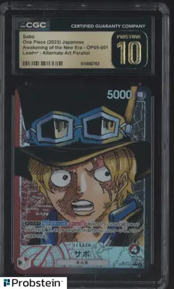 2023 One Piece Japanese OP05 Alternate Art Leader #001 Sabo CGC 10 PRISTINE - Image 1