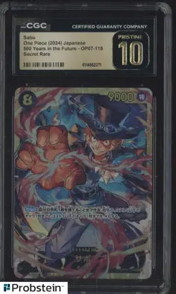2024 One Piece Japanese OP07 Secret Rare #118 Sabo CGC 10 PRISTINE - Image 1