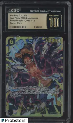 2024 One Piece Japanese OP10 Secret Rare #18 Monkey D Luffy CGC 10 PRISTINE - Image 1