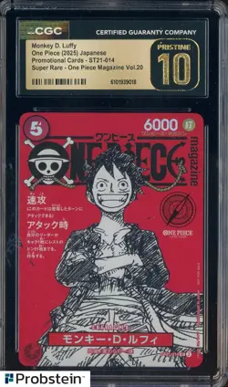2025 One Piece Promo Magazine Vol.20 Monkey D. Luffy CGC 10 PRISTINE - Image 1