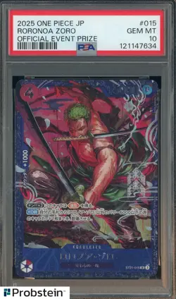 2025 One Piece Japanese Official Event Prize #015 Roronoa Zoro PSA 10 GEM MINT - Image 1