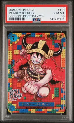 2025 ONE PIECE JPN PREM CARD COLL ONE PIECE DAY'25- #110 MONKEY D. LUFFY PSA 10 - Image 1