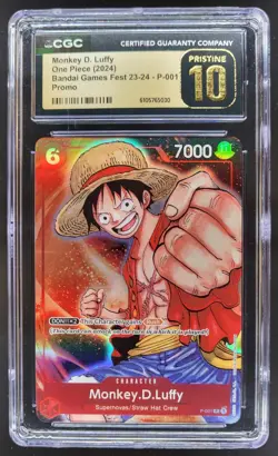 2024 ONE PIECE CCG MONKEY D. LUFFY BANDAI GAMES FEST P-001 CGC 10 PRISTINE RC7 - Image 1