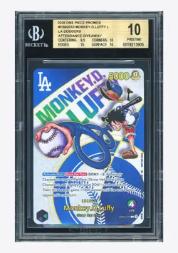 One Piece BGS10 PRISTINE Monkey D Luffy L Promo 2025 EB02-010 LA Dodgers English - Image 1