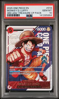 2025 ONE PIECE 3RD ANNIVERSARY! TREASURE CAMPAIGN MONKEY D. LUFFY PSA 10 - Image 1
