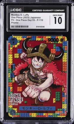 2025 ONE PIECE JPN PC: ONE PIECE DAY'25 PROMO MONKEY D. LUFFY CGC 10 GEM MINT - Image 1
