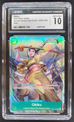 2024 ONE PIECE CCG OKIKU BANDAI GAMES FEST RARE OP01-035 CGC 10 RC7 - Image 1