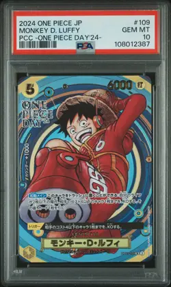2024 ONE PIECE JPN PREM CARD COLL -ONE PIECE DAY'24- #109 MONKEY D. LUFFY PSA 10 - Image 1