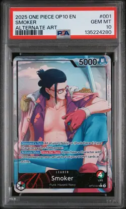 2025 ONE PIECE OP10-ROYAL BLOOD ALTERNATE ART #001 SMOKER PSA 10 - Image 1