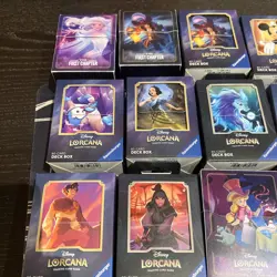 Disney Lorcana Lot Of 15 Deck Box Set Mickey Elsa Capatin Hook Alice - Image 2