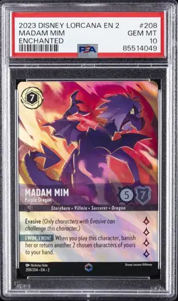 2023 DISNEY LORCANA EN 2-RISE OF THE FLOODBORN ENCHANTED MADAM MIM PSA 10 - Image 1