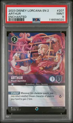 2023 DISNEY LORCANA EN 2 ENCHANTED ARTHUR WIZARD'S APPRENTICE PSA 9 - Image 1