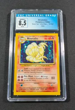 Pokemon Card Base Set Square Cut Error Holo Ninetales 12/102 CGC 8.5 NM/MINT+ - Image 1