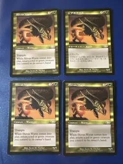 Shivan Wurm X4 Planeshift Ex/LP Condition See Pics Front Back, 1 Is Foreign - Image 1