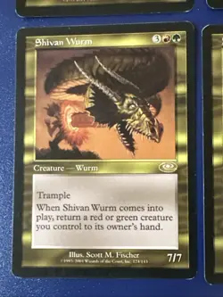 Shivan Wurm X4 Planeshift Ex/LP Condition See Pics Front Back, 1 Is Foreign - Image 3